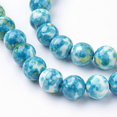 Synthetic Ocean White Jade Beads Strands G-B367-3-1