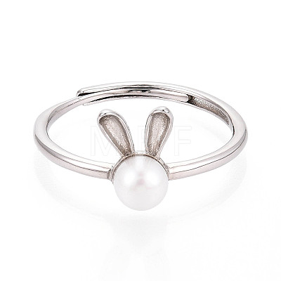 Adjustable 925 Sterling Silver Cute Bunny Ear Rings STER-T008-90P-1