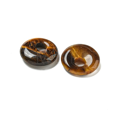 Natural Tiger Eye Donut/Pi Disc Charms G-G142-02B-1