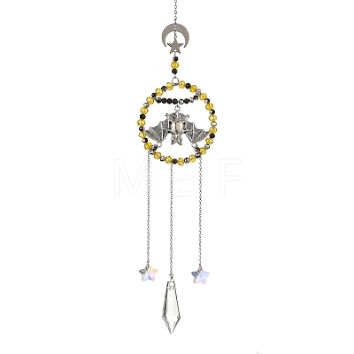 Halloween Bat Alloy Hanging Suncatcher HJEW-JM05042-1