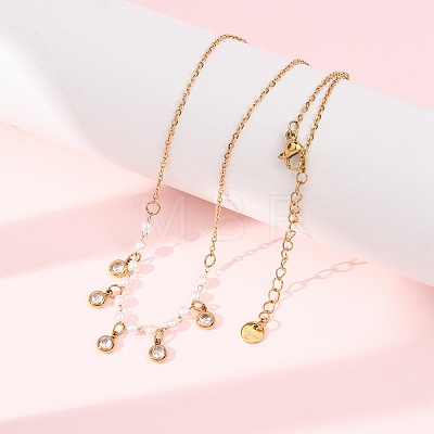 304 Stainless Steel Crystal Rhinestone Pendant Necklaces for Women NJEW-F378-01G-03-1