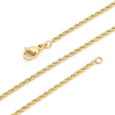 2mm Brass Rope Chain Necklaces for Men Women NJEW-G160-20G-1