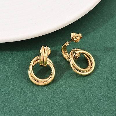 304 Stainless Steel Twist Ring Stud Earrings X-EJEW-P324-05G-1