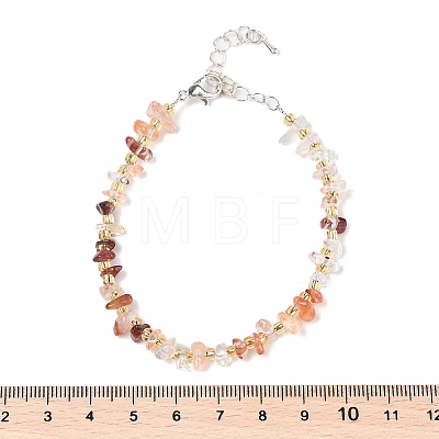 Natural Ferruginous Quartz Beads Bracelets for Women BJEW-H623-02S-11-1