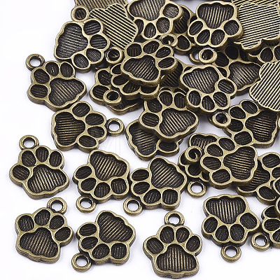 Dog Paw Prints Tibetan Style Alloy Charms Enamel Settings X-TIBEP-R338-30AB-NR-1