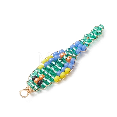 Glass Seed Beaded Pendants PALLOY-MZ01239-02-1