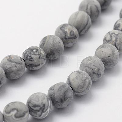 Natural Map Stone/Picasso Stone/Picasso Jasper Beads Strands G-F518-16-8mm-1