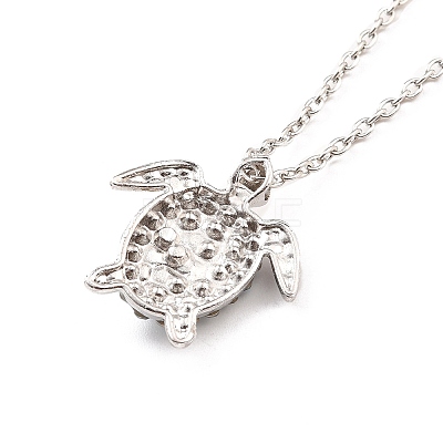 Aquamarine Rhinestone Sea Turtles Pendant Necklace for Women LS-NJEW-I113-02G-1