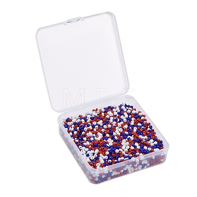 300G 6500pcs 3 Colors Independence Day Glass Seed Beads SEED-LS0001-01-1