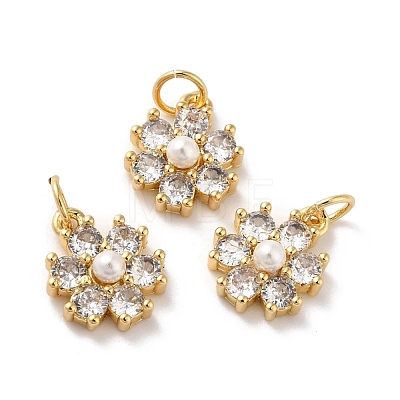 Rack Plating Brass Micro Pave Cubic Zirconia Charms KK-A160-22G-1