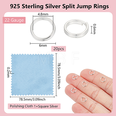 BENECREAT 925 Sterling Silver Split Jump Rings FIND-BC0005-42B-1