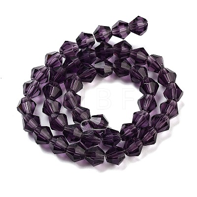 Purple Color Faceted Bicone Glass Beads Strands X-GLAA-S026-6mm-03-1