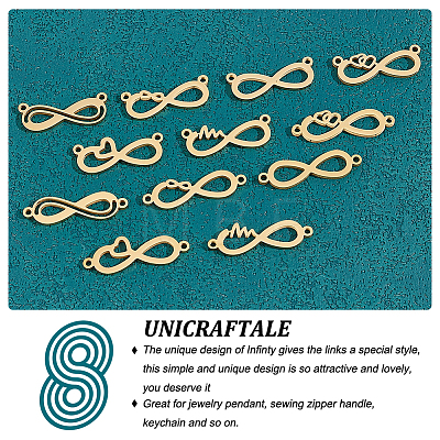 Unicraftale 12Pcs 12 Style 304 Stainless Steel Link Pendants STAS-UN0040-52-1