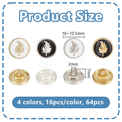 64Pcs 4 Styles Alloy Buttons FIND-OC0013-16-1