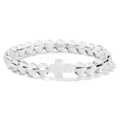 Natural Quartz Crystal Round Beads Stretch Bracelets LS-YG0612-1-1