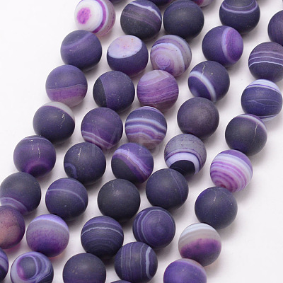 Natural Striped Agate/Banded Agate Bead Strands X-G-K166-12-6mm-02-1