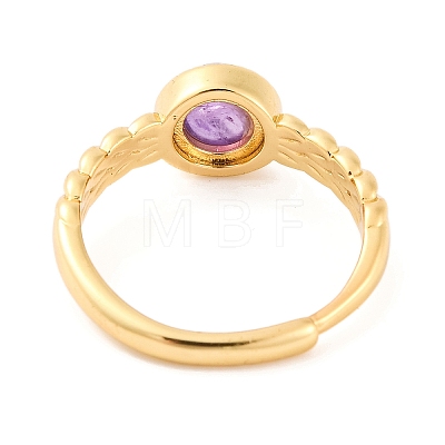 Round Natural Amethyst Adjustable Rings RJEW-Q817-03G-06-1