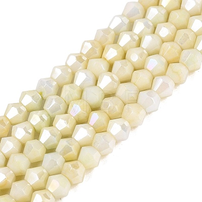 Anti-Tarnish Electroplate Bicone Glass Beads Strands EGLA-T021-4mm-16-14-1