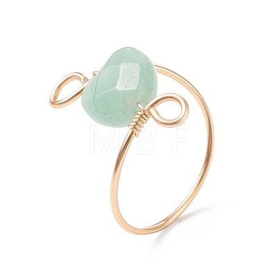 Gemstone Heart Beaded Finger Ring RJEW-JR00513-1