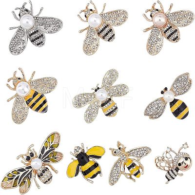  Alloy Enamel Bee Brooches JEWB-NB0001-05-1