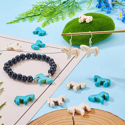 20Pcs 2 Colors Synthetic Turquoise Dyed Horse Beads G-TA0003-18B-1