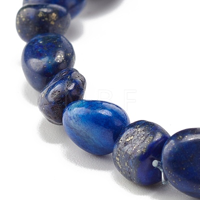 Natural Lapis Lazuli Nuggets Beads Stretch Bracelet BJEW-JB07144-03-1