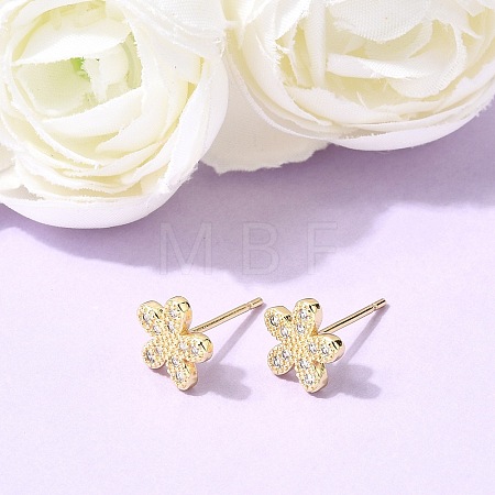 Valentine's Day Brass Micro Pave Clear Cubic Zirconia Stud Earrings EJEW-C186-22G-03-1