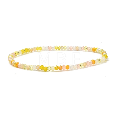 Faceted Round Glass Beads Stretch Bracelet for Teen Girl Women BJEW-JB07072-05-1