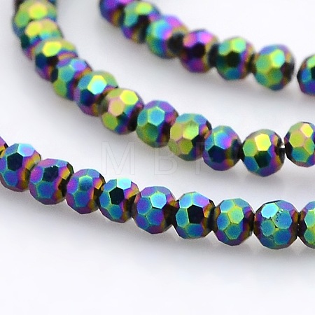 Full Plated Glass Faceted Round Spacer Beads Strands GLAA-A027-3mm-FP01-1