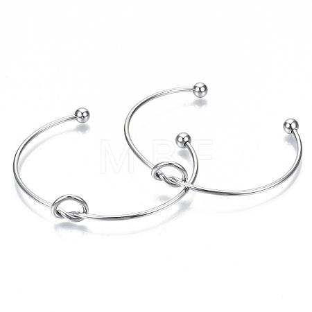 Tarnish Resistant 304 Stainless Steel Love Knot Cuff Bangle Making MAK-S073-001P-1