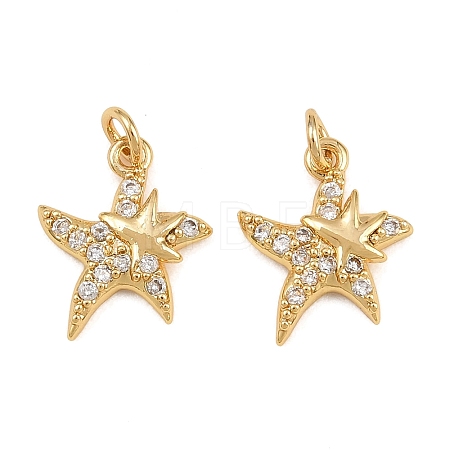Brass Micro Pave Clear Cubic Zirconia Charms KK-Q085-02E-G-1