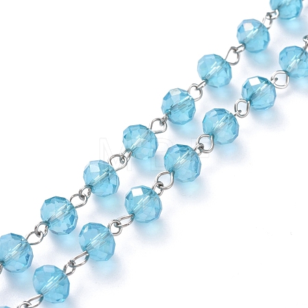 Handmade Electroplate Glass Beaded Chains AJEW-JB00529-06-1