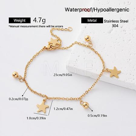 Summer 304 Stainless Steel Charm Anklets with Tiny Ball for Women GN4160-2-1