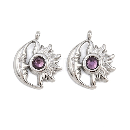 304 Stainless Steel Rhinestone Pendants STAS-Z166-24P-02-1