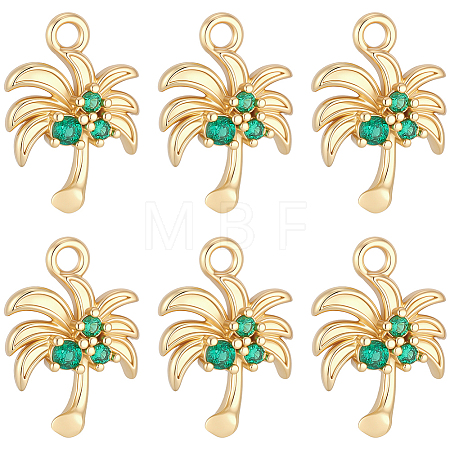 10Pcs Brass Micro Pave Cubic Zirconia Pendants KK-BBC0027-94-1