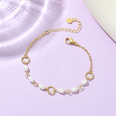 Natural Cultured Freshwater Pearl Beads Link Bracelets BJEW-JB14043-1