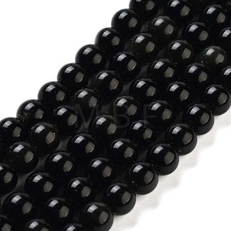 Natural Obsidian Bead Strands X-G-R173-6mm-02-1