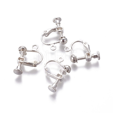 Rack Plated Brass Screw Clip-on Earring Findings KK-P169-04S-1