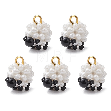 Glass Seed Beaded Sheep Charms PALLOY-MZ00545-1