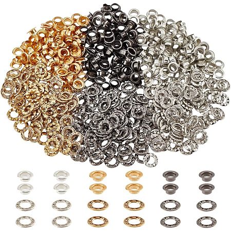 300 Sets 3 Colors Brass Rhinestone Grommet Eyelet Findings DIY-NB0007-68-1