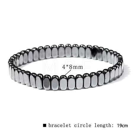 Synthetic Non-magnetic Hematite Beads Stretch Bracelets for Men RL7655-12-1