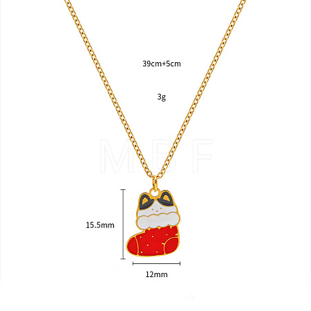 Christmas 304 Stainless Steel Enamel Pendant Necklaces FS-WGDAA96-09-1