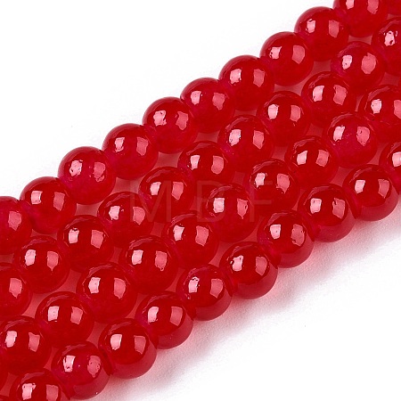 Baking Paint Imitation Jade Glass Round Bead Strands DGLA-Q021-4mm-05-A-1