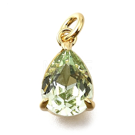Brass Glass Charms KK-V011-31G-1