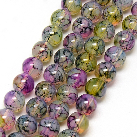 Baking Paint Glass Beads Strands X-DGLA-Q023-6mm-DB59-1