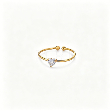 Adjustable Birthstone 304 Stainless Steel Micro Pave Cubic Zirconia Cuff Open Rings WGB2F1D-04-1