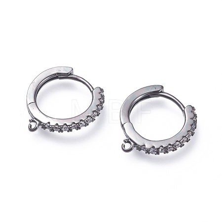 Brass Micro Pave Cubic Zirconia Huggie Hoop Earring Findings ZIRC-G156-07B-1