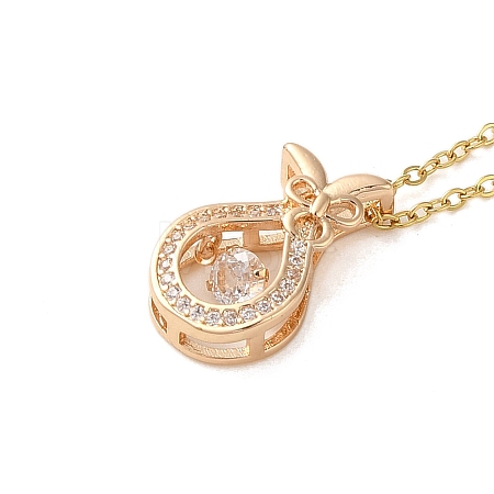 Brass Micro Pave Cubic Zirconia Pendant Necklaces for Women NJEW-E106-04KCG-02-1