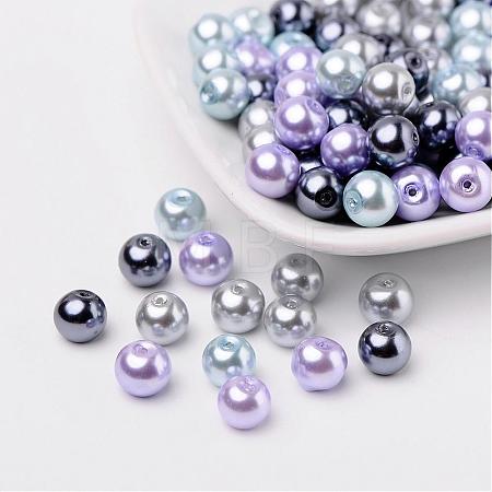 Silver-Grey Mix Pearlized Glass Pearl Beads HY-X006-8mm-13-1