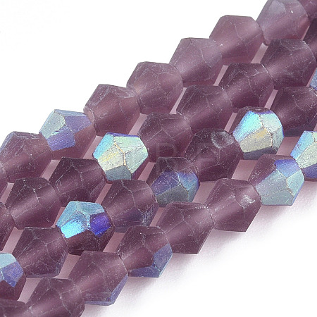 Imitate Austrian Crystal Bicone Frosted Glass Beads Strands GLAA-F029-TM3mm-A04-1